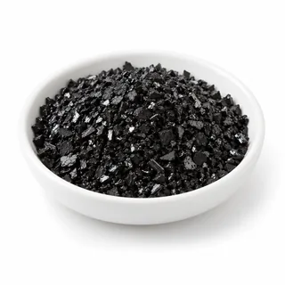Representative Humate crystals - Premium grade material sample on a white background