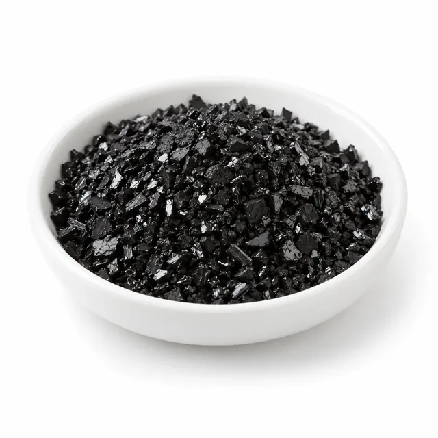 Representative Humate crystals - Premium grade material sample on a white background